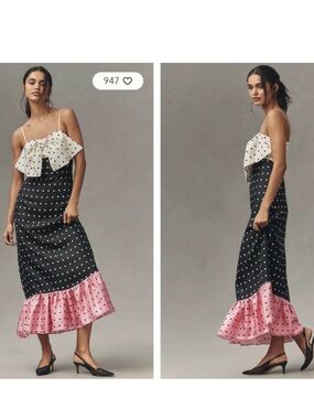 NWT Anthropologie Maude Club Penelope Sleeveless Bow Ruffle  - MED PETITE